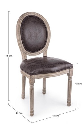 Set de 2 scaune Mathilde, tapițate cu piele ecologica, maro închis - Img 2