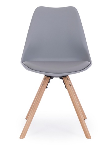 Set de 2 scaune New Trend, din plastic și lemn de fag, gri, 54x49x83.5 cm - Img 3