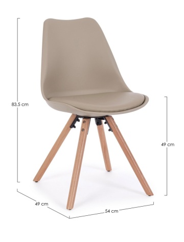 Set de 2 scaune New Trend, din plastic și lemn de fag, taupe, 54x49x83.5 cm - Img 2