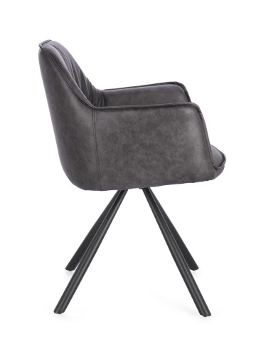 Set de 2 scaune pivotante din piele ecologică, gri, 59.5x61x84 cm - Img 5