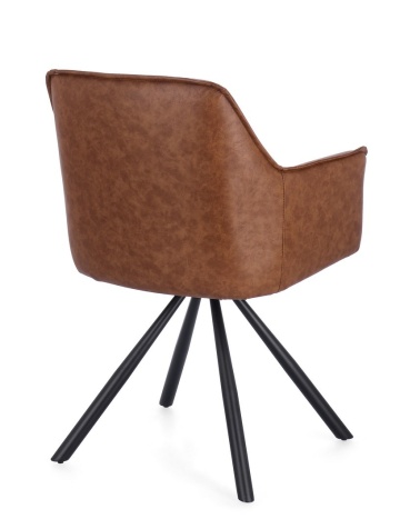 Set de 2 scaune pivotante din piele ecologică, maro deschis, 59.5x61x84 cm - Img 2