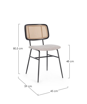 Set de 2 scaune tapitate cu ratan și cadru metalic, natural - Img 3