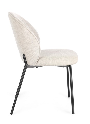 Set de 2 scaune Wendy tapitate negru/bej, 54x60x83 cm - Img 6