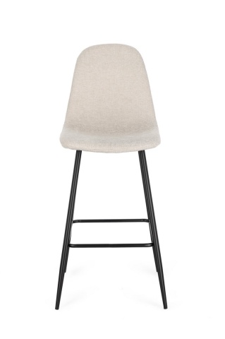 Set de 4 scaune de bar Irelia, cu picioare din oțel negru și tapițerie poliester bej, 75 cm - Img 3