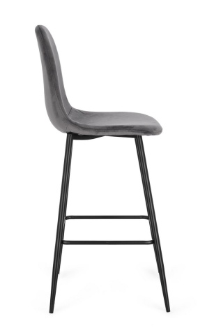 Set de 4 scaune de bar Irelia, cu picioare din oțel negru și tapițerie catifea gri închis, 75 cm - Img 5