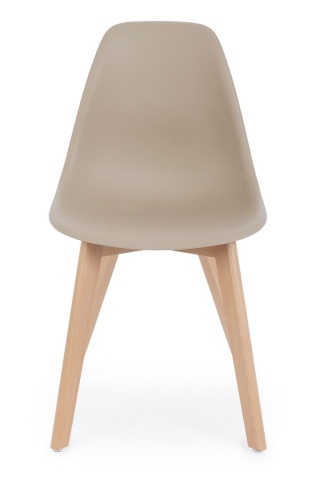 Set de 4 scaune din plastic și lemn de fag, Taupe - Img 3