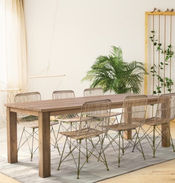 Set de 4 scaune din țesătură Kubu și metal, Natural / Gri Metalizat, 55x45x85 cm - Img 10