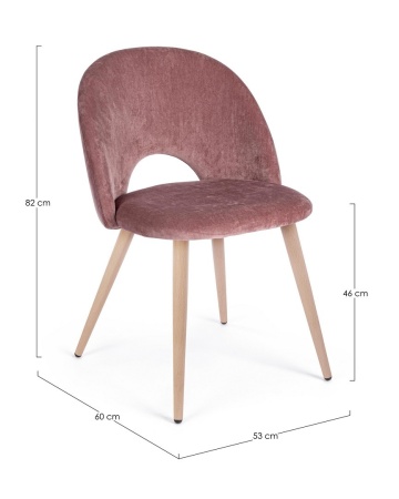 Set de 4 scaune Linzey, din catifea, cu picioare metalice cu aspect de lemn, roz - Img 2