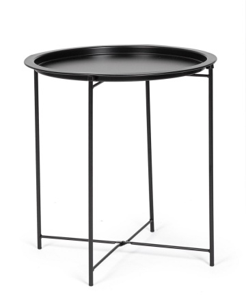 Set de 6 Măsuțe de cafea Hilmar, rotundă, din oțel vopsit electrostatic, neagră, 47 x 51 cm