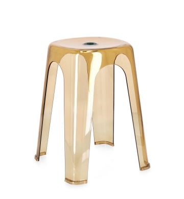 Set de 6 taburete Sonny, din plastic chihlimbar transparent, 34.5x34.5x46.5 cm