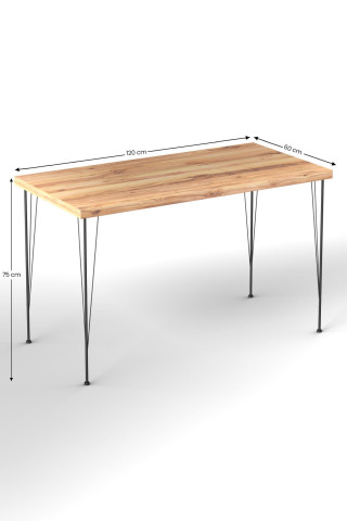 Set masa dreptunghiulara aspect lemn cu 4 scaune din cadru metalic si pernuta 120x60 cm - Img 4