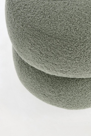 Taburet Gabbty, poliester cu efect bouclé, verde salvie, diametru 41 cm, înălțime 39 cm - Img 2