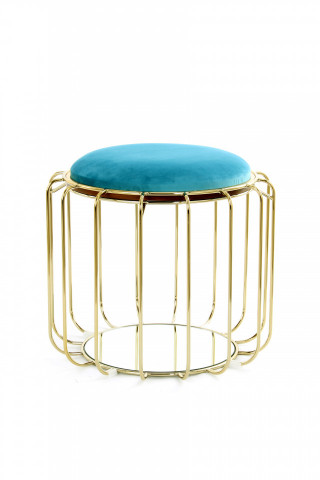 Taburet tapitat/masuta de cafea rotund/a Comfortable 50x50x45 cm turcoaz