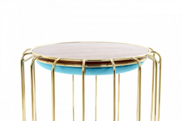 Taburet tapitat/masuta de cafea rotund/a Comfortable 50x50x45 cm turcoaz - Img 6