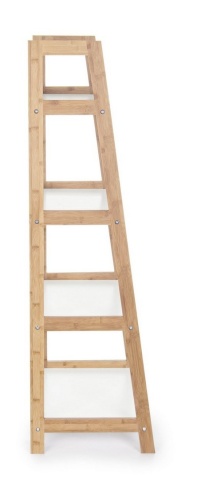 Bibliotecă Brooklyn din bambus alb 130 cm - Img 4
