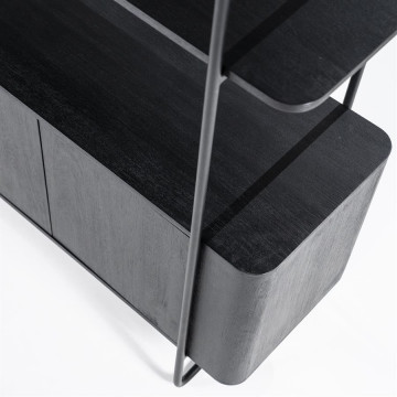 Bibliotecă din lemn de mango James 190 cm neagra - Img 2