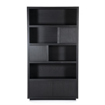 Bibliotecă din lemn de stejar Helsinki 120x220cm neagra