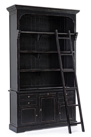 Bibliotecă Jefferson Black din lemn de mango neagra 233.7 cm