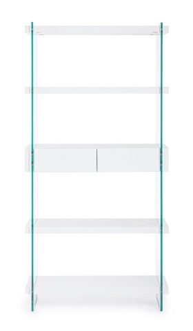 Bibliotecă LINE cu 4 rafturi și 2 sertare albă 180 cm - Img 3