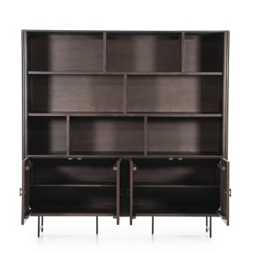 Biblioteca Remi din lemn de mango maro 200x37x200 cm - Img 2