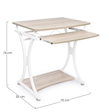 Birou Violet, cu cadru metalic și tavă glisantă pentru tastatură, 70x55x76 cm - Img 3