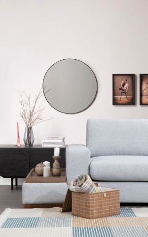 Coltar Bucla pe dreapta cu pouf si masa incoroprata, 3 locuri, gri deschis - Img 6