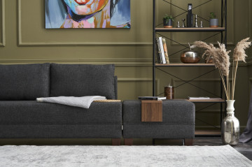 Coltar Fly pe stanga antracit, 3 locuri, extensibil cu 2 parti modulare - Img 4