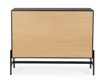 Comoda Allycia cu 3 uși, din lemn de frasin, negru și natural, 104x40x81,5 cm - Img 4