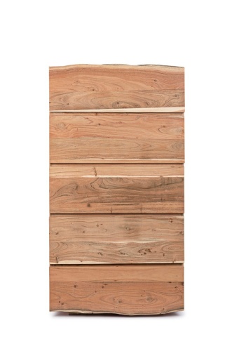 Comodă Aron cu 5 sertare, lucrată manual din lemn de acacia, efect lemn natural, 70x45x130 cm - Img 3