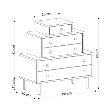 Comoda din pal melaminat cu sertare Tate stejar 80 cm - Img 4