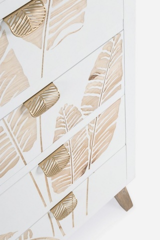Comodă Folium cu 5 sertare, decor încrustat manual, lemn și MDF, 45x30x109.5 cm - Img 3