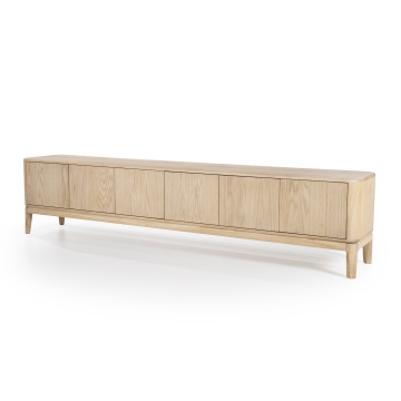 Comoda TV Harvey din lemn de stejar 220x40x50 cm - Img 3