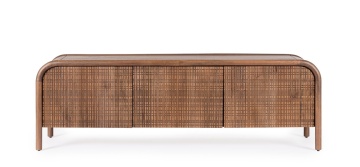 Comodă TV Sanat, cu 3 uși, din lemn de mango, front încrustat manual, 155x40x50 cm - Img 2
