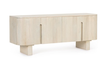 Comodă TV Serapis, cu 4 uși, din lemn de mango, finisaj nitrocelulozic, 140x40x58 cm