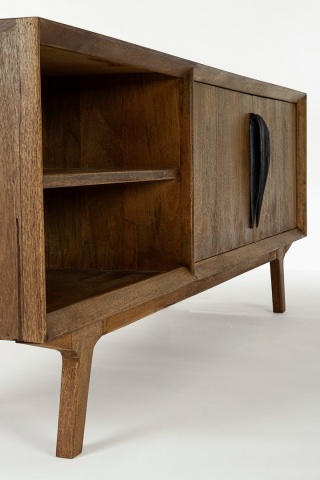 Comodă TV Sherman, 152 cm, cu 2 uși, din lemn de mango, stil vintage, 152x40x55 cm - Img 6