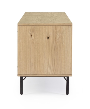 Comodă TV Stanwood, 160 cm, din MDF furniruit cu stejar și picioare din oțel, finisaj natural, 160x40x57 cm - Img 5
