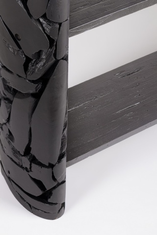 Consolă din lemn de tec reciclat, negru, 156x36x110 cm - Img 3