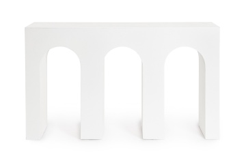 Consolă modelată Rhome, finisaj cu efect material, albă, 140x40x80 cm - Img 3