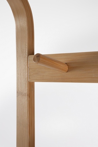 Cuier cu bancă Phillp, din bambus, Natural și Gri, 73 x 34 x 171 cm - Img 6