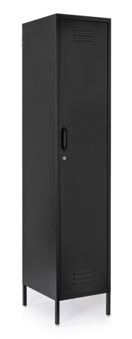 Dulap Cambridge, cu 1 ușă, din oțel, vopsit electrostatic, negru, 46x38x185 cm