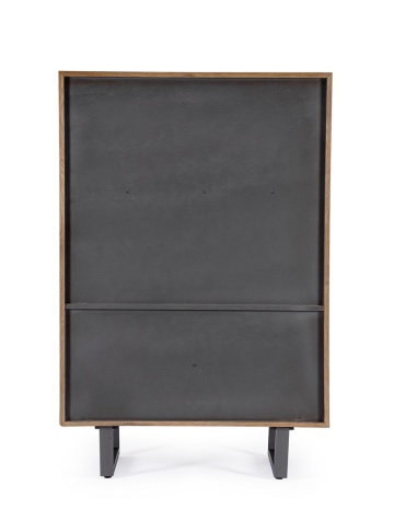 Dulap living Garwood, 2 uși și 2 sertare, din MDF furniruit stejar și oțel, cu închidere amortizată, finisaj natural, 80x42x120 cm - Img 3