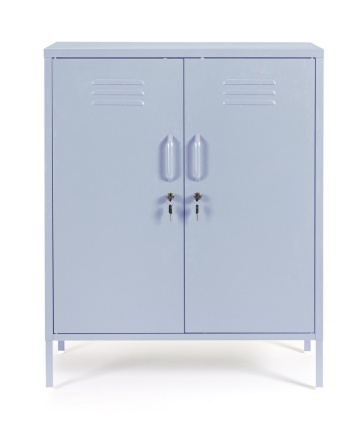 Dulapior Cambridge, cu 2 uși și 2 rafturi ajustabile, din metal vopsit electrostatic, albastru deschis, 80x40x101.5 cm - Img 2