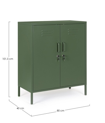 Dulapior Cambridge, cu 2 uși și 2 rafturi ajustabile, din metal vopsit electrostatic, verde salvie, 80x40x101.5 cm - Img 2