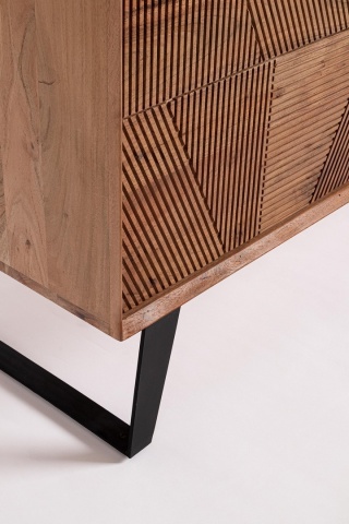 Dulapior din lemn de acacia, 4 uși cu fronturi intarsiate, 145x40x165 cm - Img 5