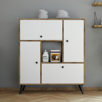 Dulapior din pal melaminat Hercule nuc si alb 105x120x35 cm - Img 3