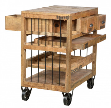 Dulapior pentru vin din mango Rustic, depozitare pentru 4 sticle - Img 5
