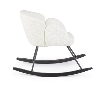 Fotoliu balansoar Sibilla, din poliester efect bouclé, stil vintage, alb, 86 x 62 x 72 cm - Img 6