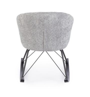 Fotoliu balansoar Sibilla, din poliester efect bouclé, stil vintage, gri deschis, 86 x 62 x 72 cm - Img 5