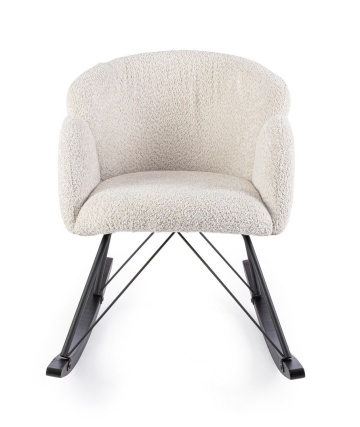 Fotoliu balansoar Sibilla, din poliester efect bouclé, stil vintage, natur, 86 x 62 x 72 cm - Img 4