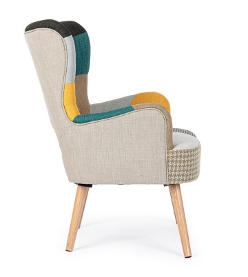 Fotoliu Galatea Queen, din textil patchwork, 65x68x92 cm - Img 5